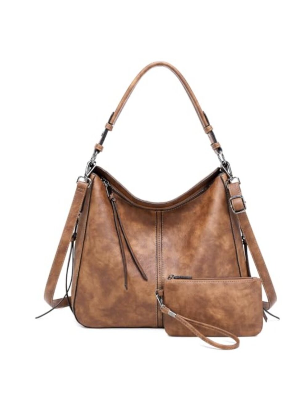 Hobo Bags for Women 2PCS Set PU Leather Shoulder Crossbody Tote Satchel